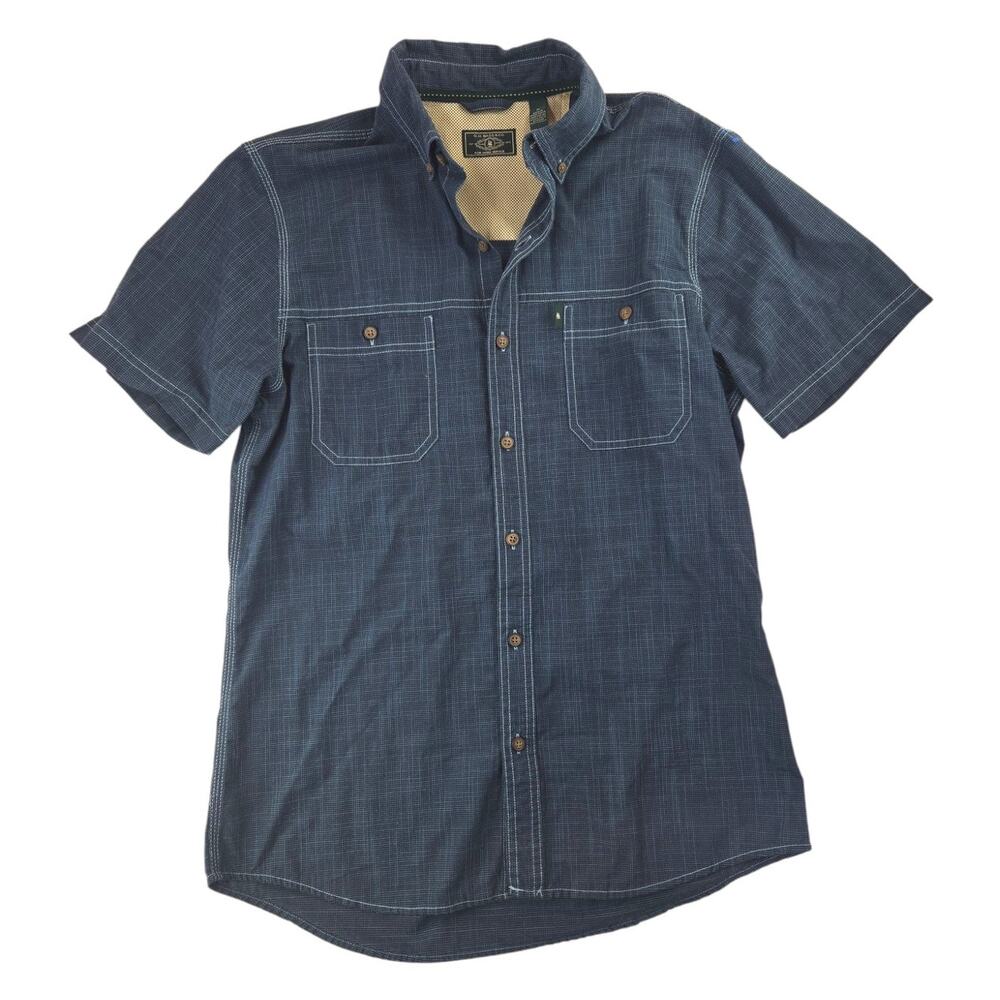 G.H. Bass | Blue, Short Sleeve, Crosshatch, Button Down Shirt | Size Medium